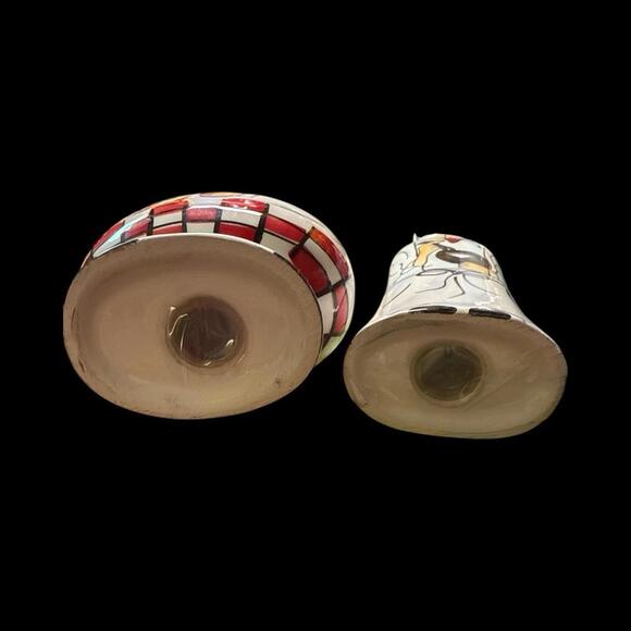 Fat & Skinny Chef Salt & Pepper, Napkin Holder and Spoonrest Red & White Ceramic - Picture 5 of 14